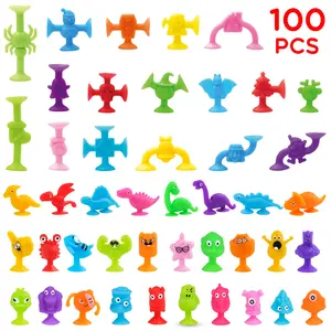 100 Pcs Halloween Suction Cup Toys, Colorful Party Decorations, Stress Relief Gifts, Christmas Hat & Stocking Shapes, Suitable for Kids Ages 3-6, Figurines Fidgets