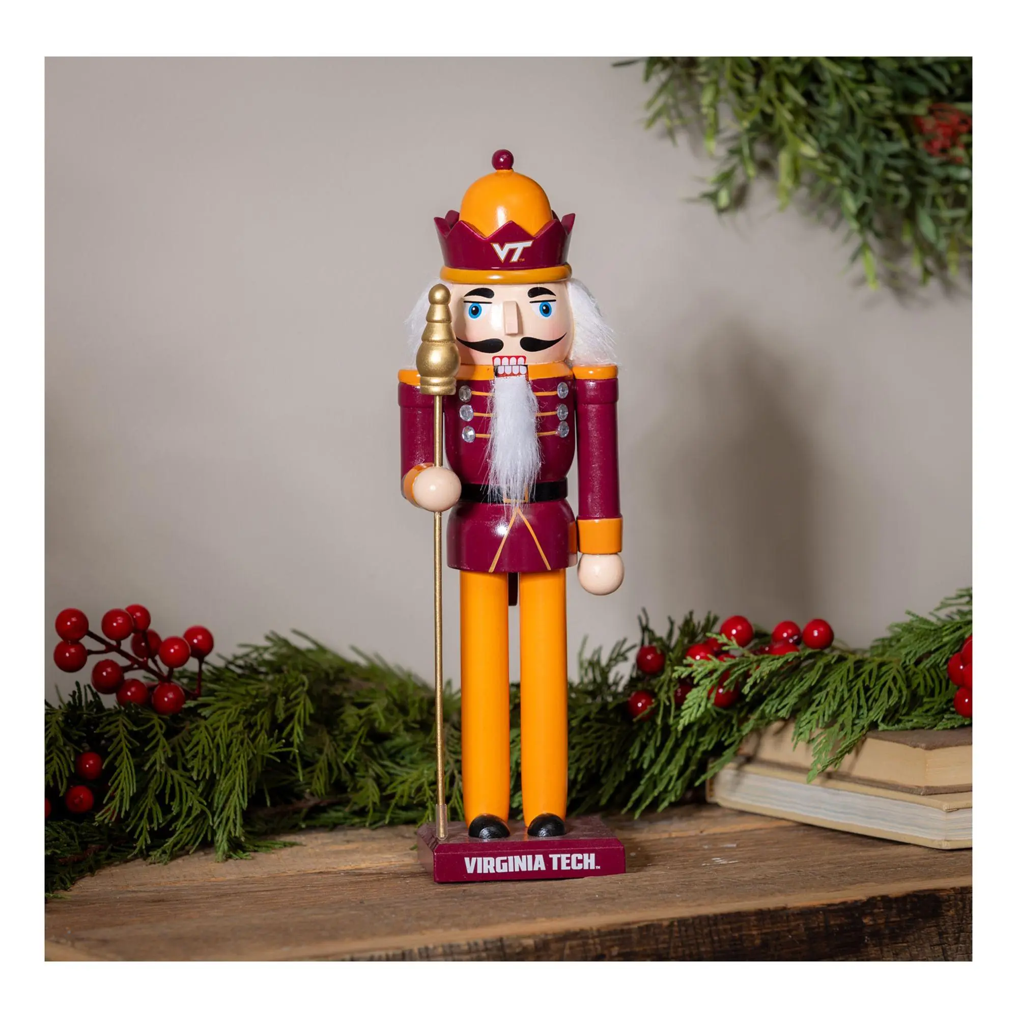 Evergreen 12" Wooden Nutcracker Statue with NCAA Team Logo Evergreen 12" Wooden Nutcracker Statue with NCAA Team Logo