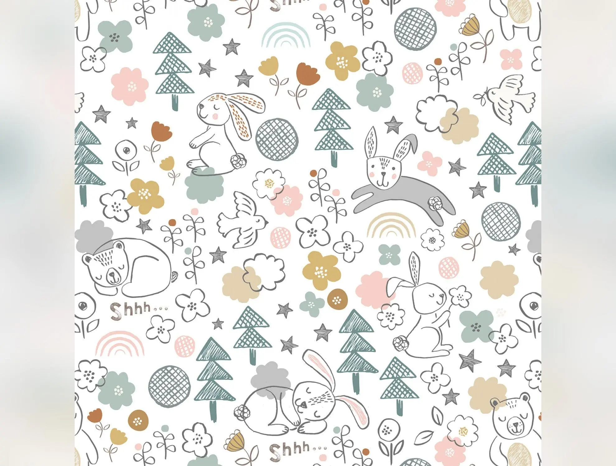 Bella Bunny & Bear | Bella & Bear on Cream by Lewis & Irene | A645.1