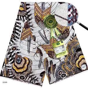 Premium White Floral Kitenge Fabric Bold Elegant & Timeless 5V049 High-Quality Wax Print Roll