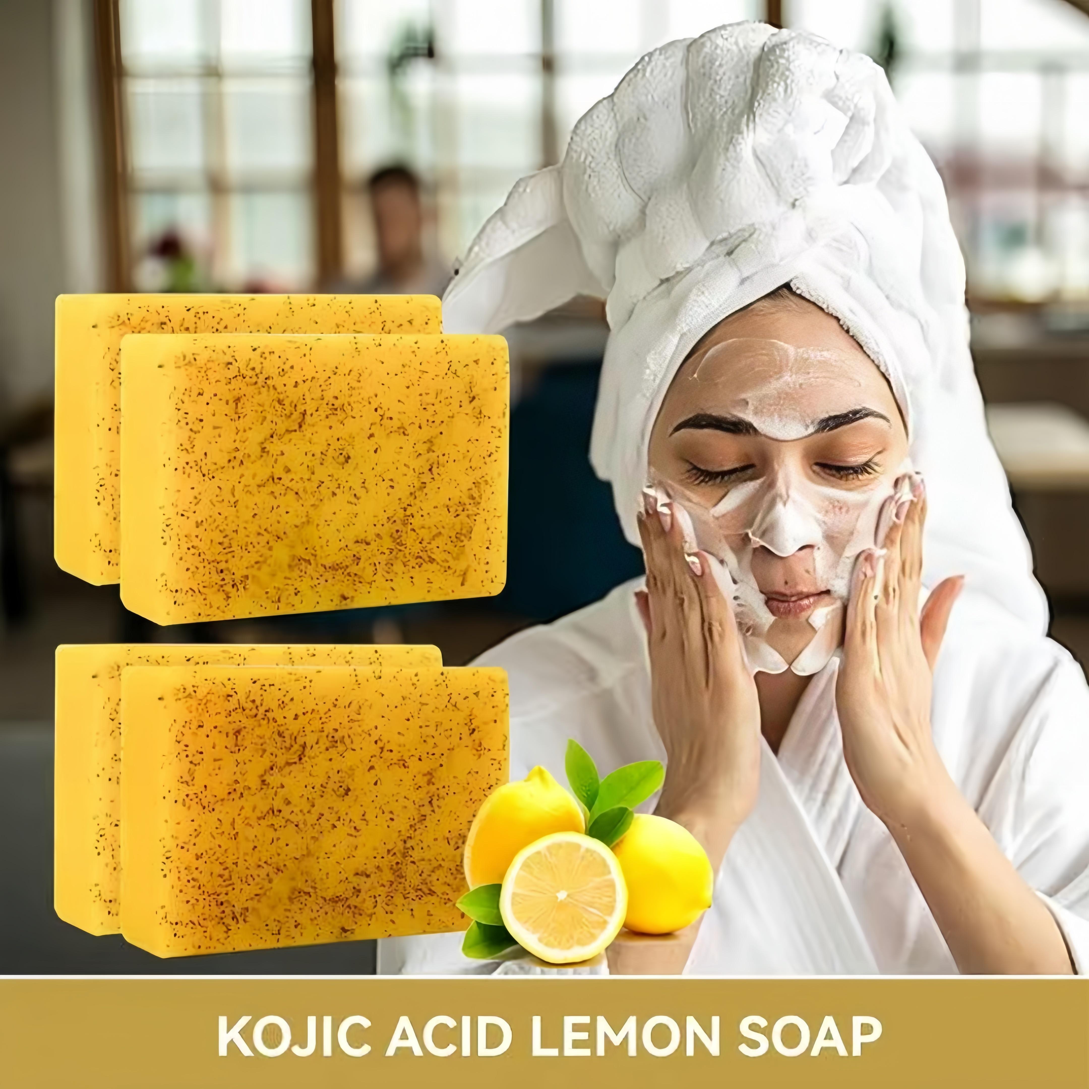3PCS Lemon Turmeric Kojic Acid Soap - Gentle Dark Spot Remover for Face Acne Cleanser Cream Cleansing turmeric soap Face Facial Skincare Radiant Comfort