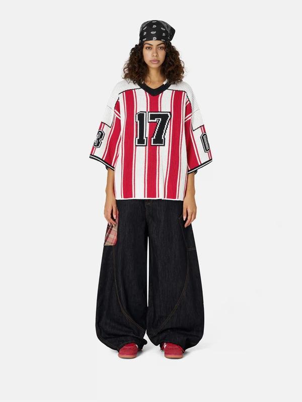 AELFRIC EDEN Super Baggy Jeans Plaid Patchwork Big Pocket Denim Trousers Unisex Vintage Pants Casual Style