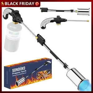SonDiiKO Propane Torch Weed Burner, Powerful Heat Output Weed Torch Flamethrower, 30" Detachable Long Arm Heavy Duty Blow Torch with Flame Control For Garden, Wood, Ice, Snow, Stumps, Melting (Propane Tank Not Included)