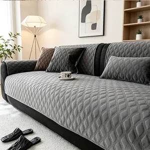 1pc Minimalist Dustproof Sofa Slipcover, Solid Plaid Texture, Scratch-Resistant, Slip-Proof, Pet-Friendly, All Seasons