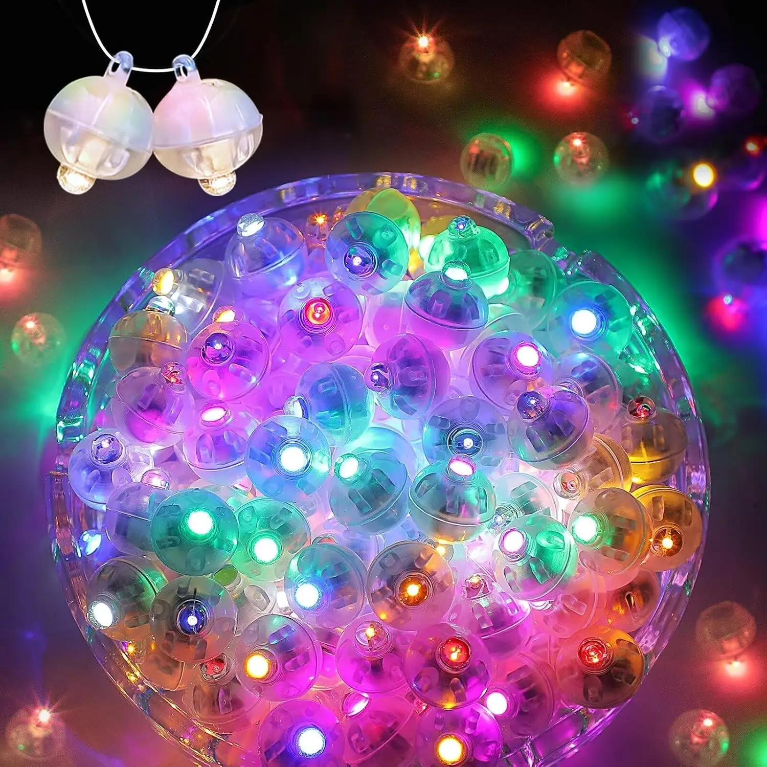 100pcs Balloon Lights, Long Standby Time Mini Ball Light, Round LED Multicolor Twinkling Ball Lamp for Paper Lantern Balloon Party Wedding, Birthday and Festival Christmas Decorative Lights
