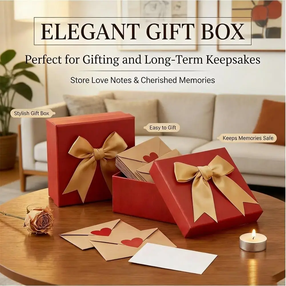 DIY Love Notes Box - 30/60 Blank Mini Note Cards with Envelopes, Cute Romantic Gifts for Boyfriend, Girlfriend, Husband & Wife, Ideal for Birthday & Valentine’s Day、graduation gifts