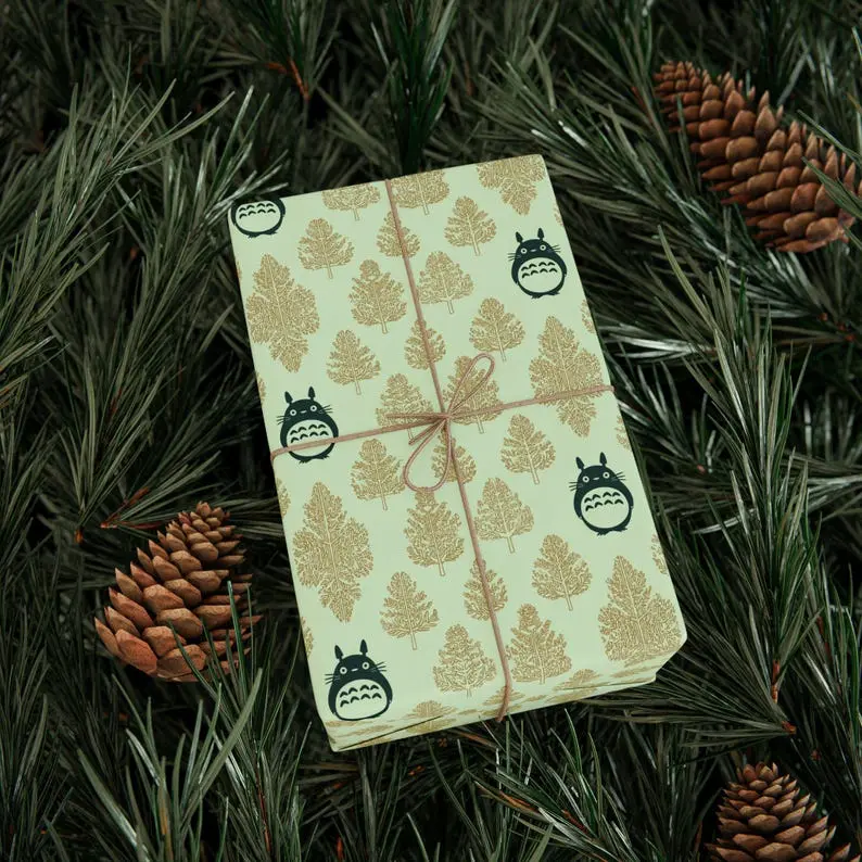 Totoro Christmas Wrapping Paper, Studio Ghibli Gift Wrap, Ghibli Holiday, Kawaii, Ponyo, Spirited Away Christmas, Howls, Ghibli Xmas Gift