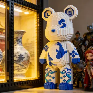 Mechanical Bear Building Block Set, Stem Building Blocks, 1290 Pieces, 10 Inch Round Head Toy, Multi-Scene Desktop Decoration, Holiday Gift, Family Interaction