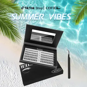 COFIER Glue-Free DIY Lash Kit Jelly 80/100 Pcs Coated Base Self-Adhesive Individual Lashes with Tweezers FDA Qualified Reusable for Beginners Friendly Makeup
