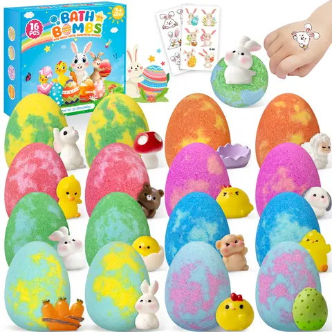 Bath Bombs for Kids, 16 Pack Colorful Bath Bomb Set, Kids Bath Fizzies for Boys & Girls, Fun Bubble Bath Gift Set