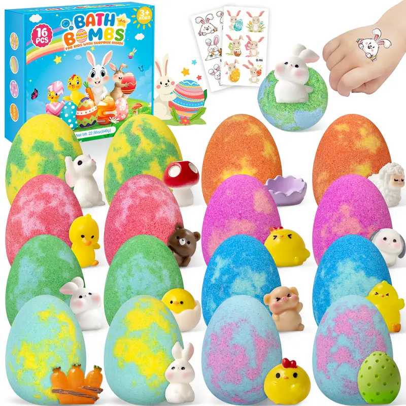 Bath Bombs for Kids, 16 Pack Colorful Bath Bomb Set, Kids Bath Fizzies for Boys & Girls, Fun Bubble Bath Gift Set