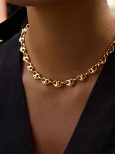 Classic Style Large Heart Shaped Pig Nose Buckle Necklace For Ladies Stainless Steel 18k Gold Plated Waterproof And Anti Allergy Jewelry Elegant In All Seasons Suitable For Daily Leisure Daily Commuting Activities And Afternoon Tea