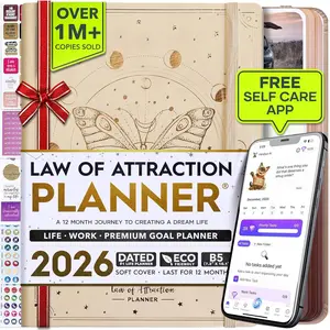 Deluxe 2026 Planner Weekly and Monthly | Law of Attraction Planner with Productivity App | 12-Month for Productivity, Gratitude & Goal Setting | Includes Foldable Vision Board,  Box & Stickers