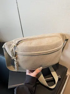 Personalized simple corduroy one-shoulder dumpling bag, casual cross-body chest bag, Crossbody shoulder bag, Crossbody purse, Cross Body Bags, Casual Fabric Purse, suitable for daily matching, commuting and other scenarios