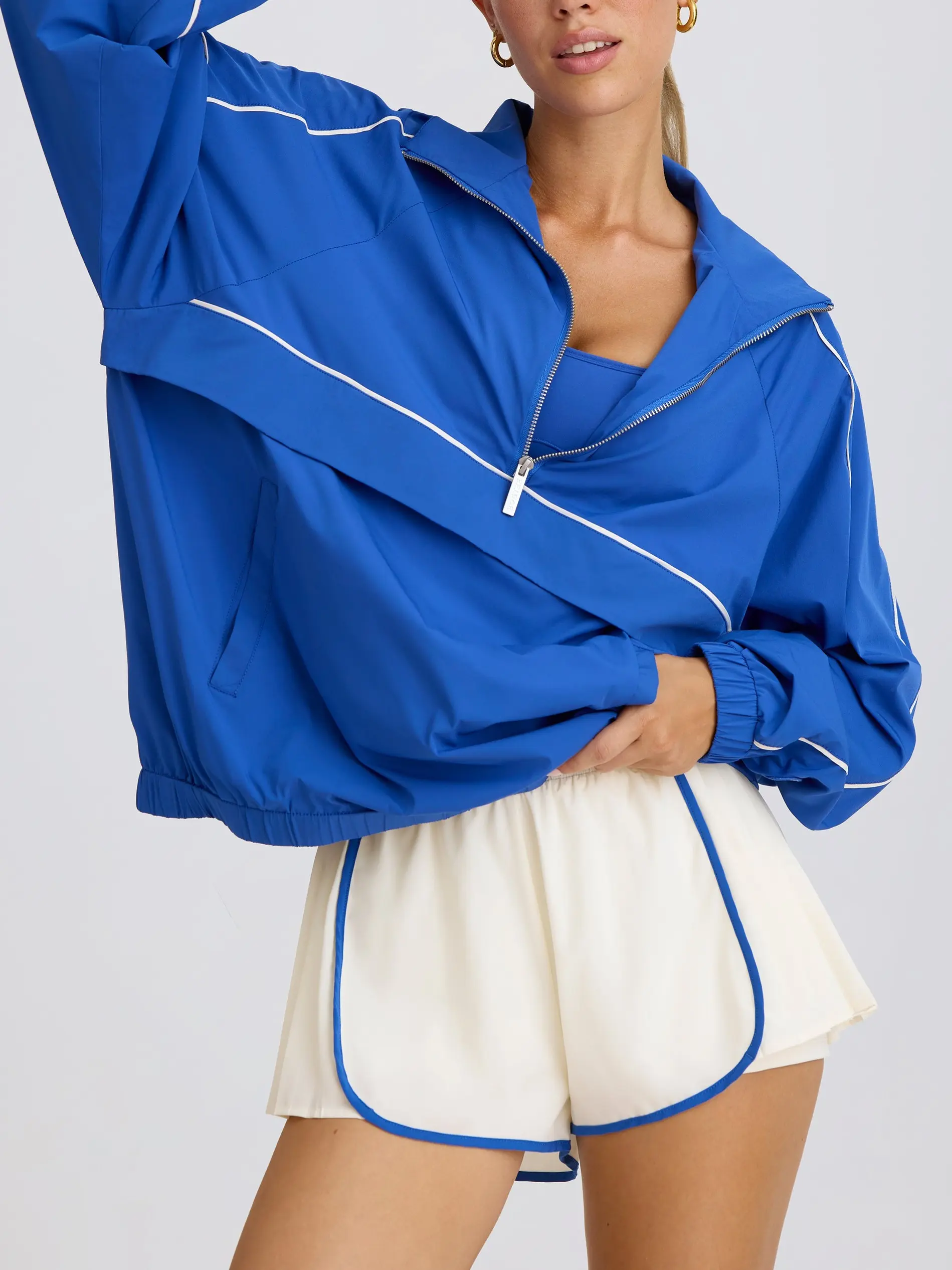 Fisoew Quarter Zip Pullover Women Moisture-Wicking Oversized Sweatshirt Lightweight Workout Athletic Pullover Jacket, Athletic Wear, Workout Tops
