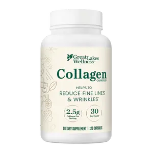 Great Lakes Wellness Collagen Capsules 2.5g VERISOL® Bovine Peptides for Skin Hair Nail Health 120 Capsules 30 Day Supply