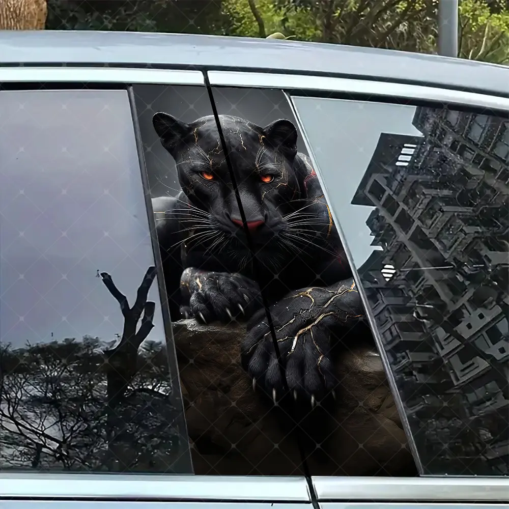 2pc Panther Car B-Pillar Sticker, Vinyl Decal, Easy Peel & Stick, Sunproof Waterproof Scratch-Resistant, Car Decoration, Car Decals