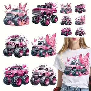 12pcs Cute Kart Pattern Iron-On Patches, DIY Washable Heat Transfer Stickers, 3D Effect Embroidery Appliques for T-Shirts, Bags, Pillows