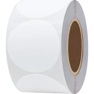 2-inch Circle Color Direct Thermal Stickers for Shipping Labels, Barcodes, Name Tags, DIY Logo Design, QR Codes, Inventory-Compatible With Zebra, Rollo and More - 750 pcs (2 inch, White)