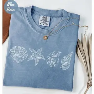 Comfort Colors Sea Shell Shirt, Beach Shirt, Summer Shirt, Ocean Lover Gift, Sea Shell Tee, Cute Sea Animal Tee, Beach Woman Shirt
