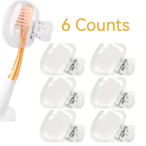 Transparent Toothbrush Holder, Toothbrush Protector, Dustproof Toothbrush Holders, 6-Pack Protective Covers, Portable Travel Case, Easy-Open Lid Rack, Home Business Outdoor Use