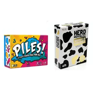 PILES！+HERD MENTALITY Card Game, Unique Text Content Design, Ideal for Creative Projects, Stand Out with Bold Typography, Perfect for DIY Enthusiasts