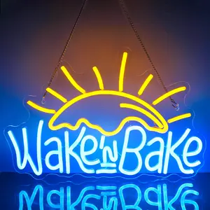 1pc Wake In Bake Neon Sign, LED Wall-Mounted Dimmable Neon Light, Decorative Wall Light, USB Powered LIghts for Home Office Shop Decor Birthday Party Gift, Festive Atmosphere
