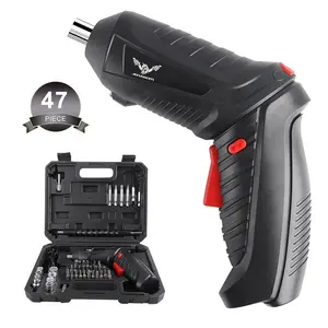 JENABOM black electric screwdriver, 3.6V cordless screwdriver, rechargeable with front LED light, suitable for household projects, Multi functional lithium drill set, home repair tool set with batch head accessories, Complete tool kit, easy to use repa