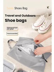 Outdoor Travel Waterproof Shoe Bag, Foldable Dustproof Sports Shoes Storage Pouch, Simple Design Zipper Closure, All Seasons Use