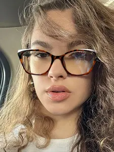 Women's Boho Tortoiseshell Cat Eye Glasses Frame, Anti-Blue Light, PC Material, Casual Fashion Eyewear for All Seasons