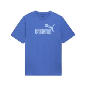 PUMA Mens Nature Blur Fill Logo Crew Neck Short Sleeve Casual Tops Casual - Blue