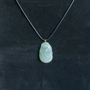 Jade Pendant - Wish You Luck Design with Certification, Traditional Style, Circular Shape