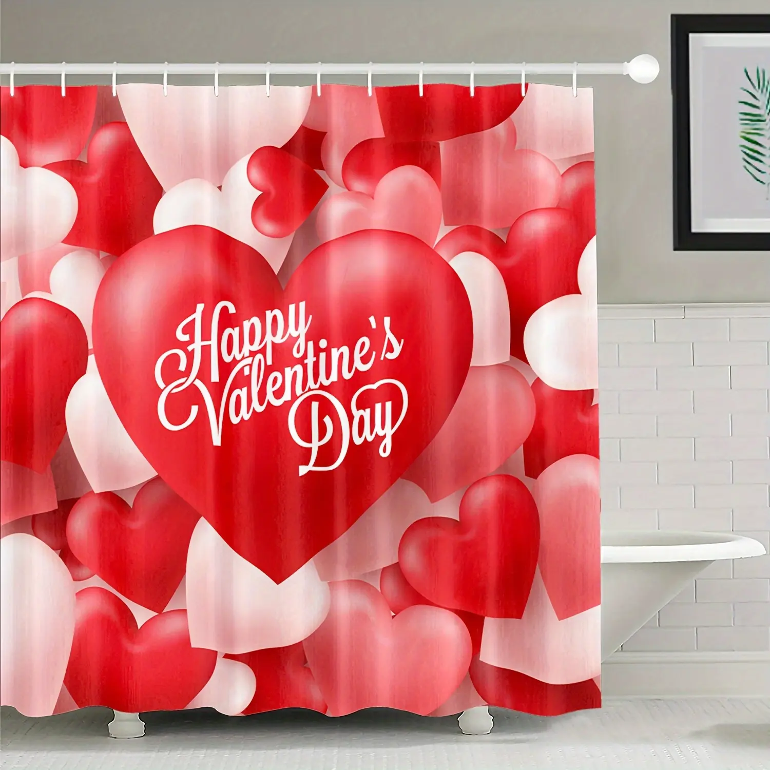 4PS Red Love Gnome Valentine's Day Home Decorations Bathroom Valentine's Day Shower Curtain Set and Carpet with Shower Curtain and Carpet Valentine's Day Bathroom Kit Valentine's Day Shower Curtain Valentine's Day Shower Curtain Set