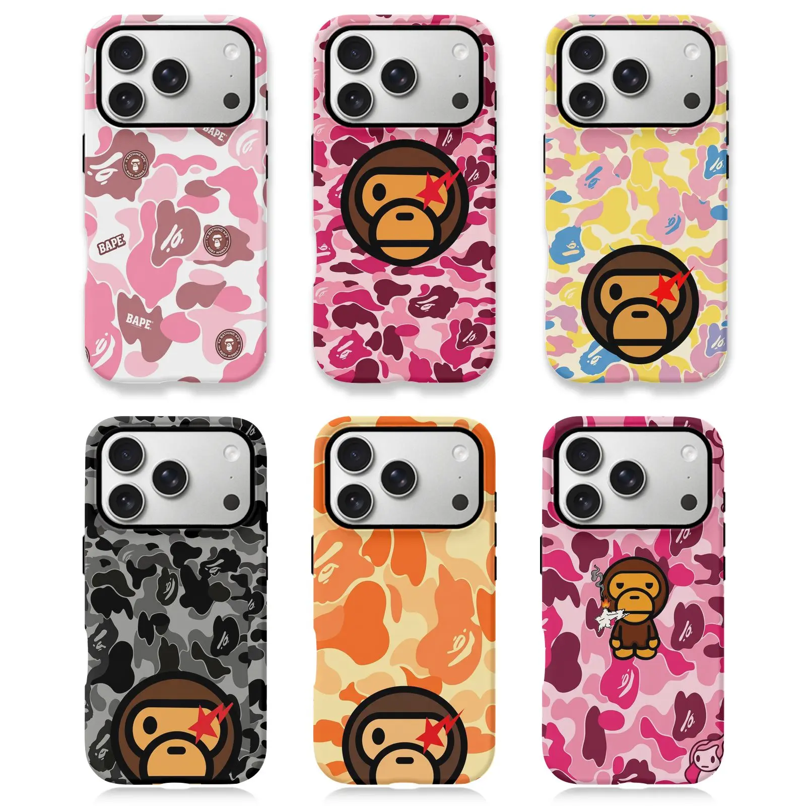 Pink Camouflage Monkey Print Pink Camouflage Monkey Face Colorful Camouflage Monkey Face Gray Camouflage Monkey Face Orange Camouflage Monkey Face Pink Camouflage Monkey Holding Star Phone CaseSuitable for iPhone 17/16/15/14/13/12/11