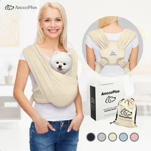 AnccoPlus Flexible Pet Sling Carrier - Front Facing, Cat Sling, Hands-Free, Soft Premium Cotton, Reduces Back Stress, Safe for Small Pets