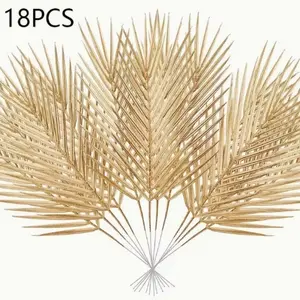 18-Piece Artificial Fan Palm Leaves, Metal Texture Realistic Tropical Leaves, Wedding Centerpiece Decor, Party Backdrop, Home Decoration