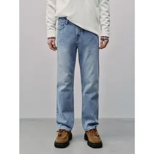 URBAN REVIVO 2026 Spring Men's Pure Cotton Vintage Washed Cropped Denim Pants - Loose Fit, Plain Fabric, Stretch Rib Streetwear, Pocket-Equipped, Washable Menswear Bottoms, UMM860026 summerwins