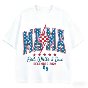 4th of July Pregnancy Announcement Shirt, American Mama, Red White and Due, Patriotic Maternity Tee, July Fourth Shirt for Mom to Be Crewneck Womenswear