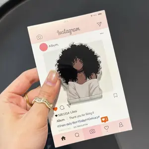 Black Girl Aesthetic Phone Grip – Afro Hair Illustration Pop Socket & Kickstand – Empowerment Accessory