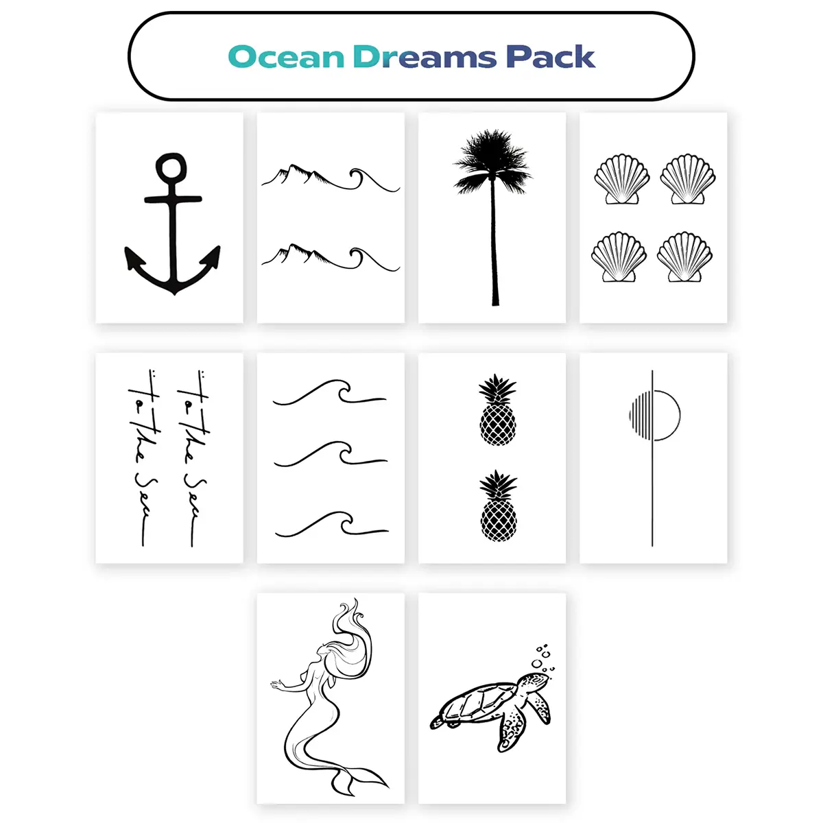 Ocean Dreams Tattoo Pack – Coastal Aesthetic Temporary Tattoos