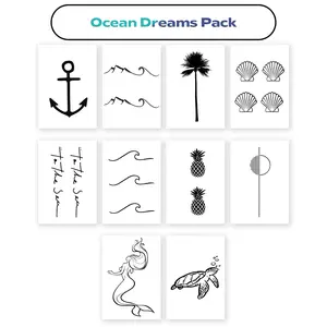 Ocean Dreams Tattoo Pack – Coastal Aesthetic Temporary Tattoos