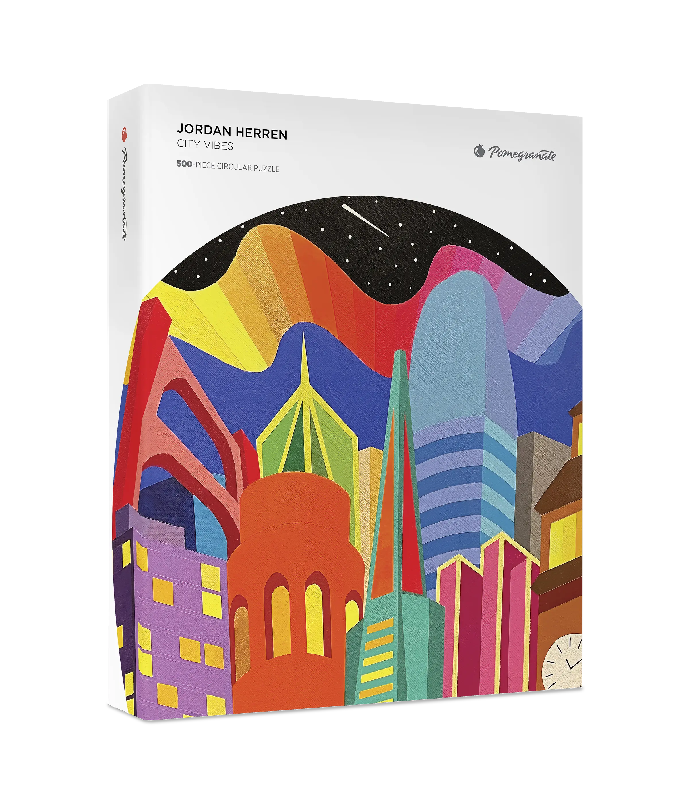 500-Piece City Vibes Circular Puzzle - Matte Finish, Snug Fit, Honeycomb Pieces - Screen-Free Gift - Round Puzzle