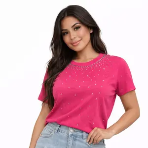 Rhinestone t shirt casual top