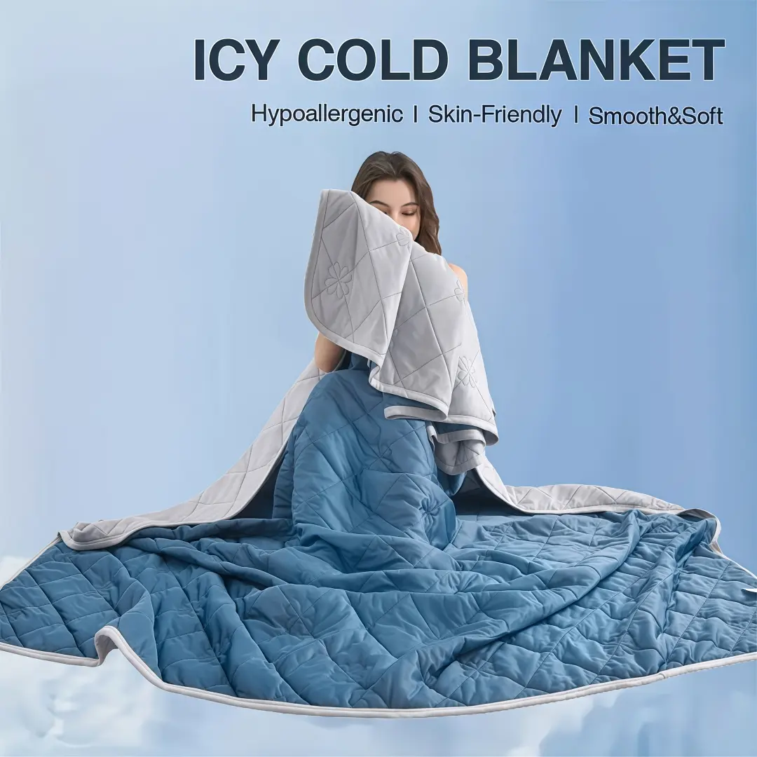 1pc Cooling Blanket for Hot Sleepers - Extra Large Summer Comforter with Air-Cooled Technology, Soundwave Technology, Moisture-Wicking Breathable Lightweight Bedspread, Machine Washable for Adults