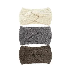 3 pcs Gift Set: Women's Chunky Knit Headbands with Bow, Cozy Winter Ear Warmers - Ideal Present for Her
