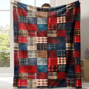 Plaid Pattern Flannel Blanket, 1 Count Soft Comfortable Warm Throw,  Warm Nap Blanket for Home Office Travel Camping