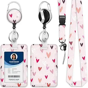 Butterfly Pattern ID Badge Holder Set, Including Lanyard & Badge Holder & Card Case, Identification Badges & Supplies for Office Worker