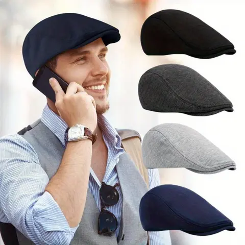 Pack of 4/2 Newsboy Men's Hat,Flat Cap Set,Soft Stretch Fit Men Cap,Cabbie Hunting Hat for Men Outdoor Daily Use,Halloween Christmas Party Decor,Father's Day Gift,Summervibes,Hand Tools Kits