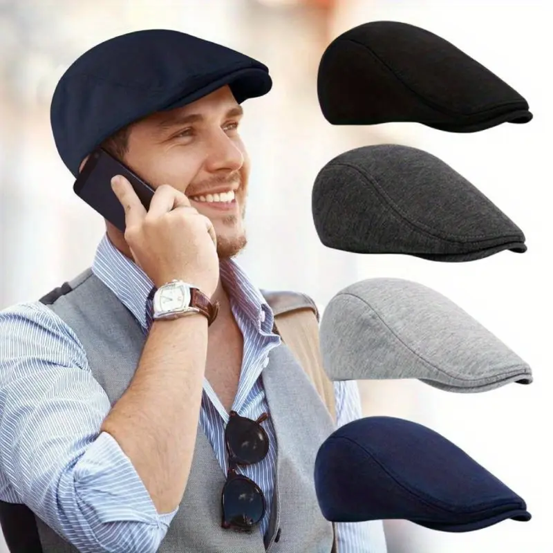 Pack of 4/2 Newsboy Men's Hat,Flat Cap Set,Soft Stretch Fit Men Cap,Cabbie Hunting Hat for Men Outdoor Daily Use,Halloween Christmas Party Decor,Father's Day Gift,Summervibes,Hand Tools Kits
