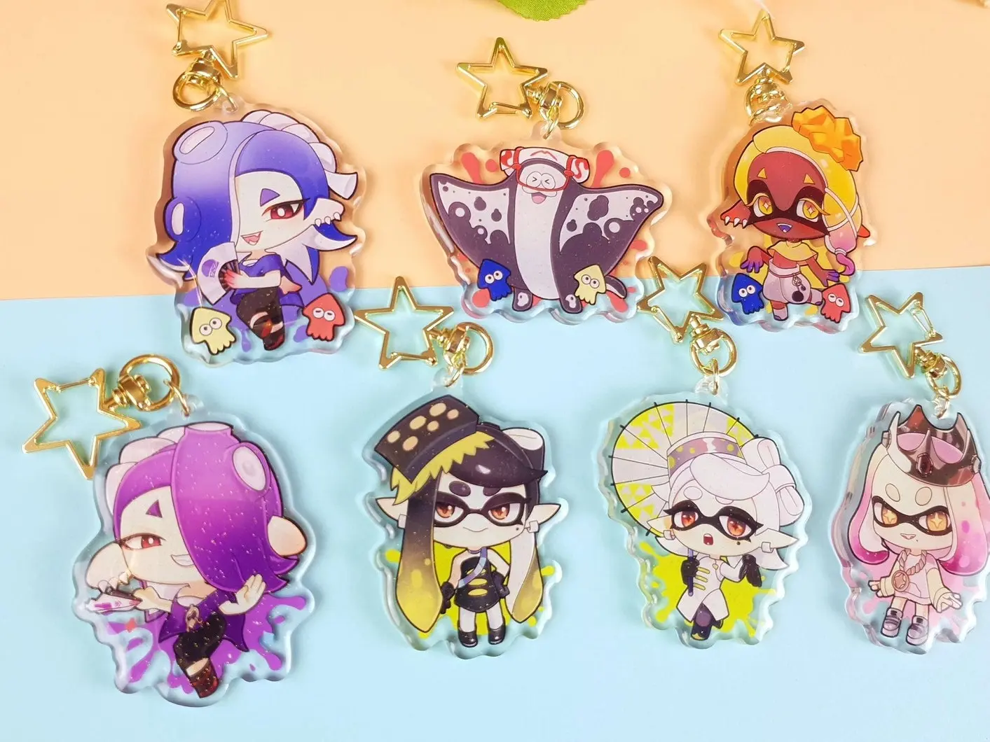 Splatoon 3 Shiver , Frye , Big Man , Marie , Callie , Pearl , Marina Acrylic Keychain, Great For Daily Use Or As Thoughtful Little Gifts For Your Friends And Yourself, Halloween gifts